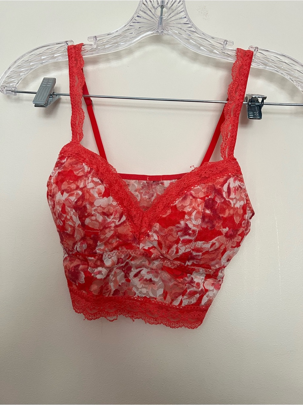 Gilly Hicks Red & White Floral Lace Bralette